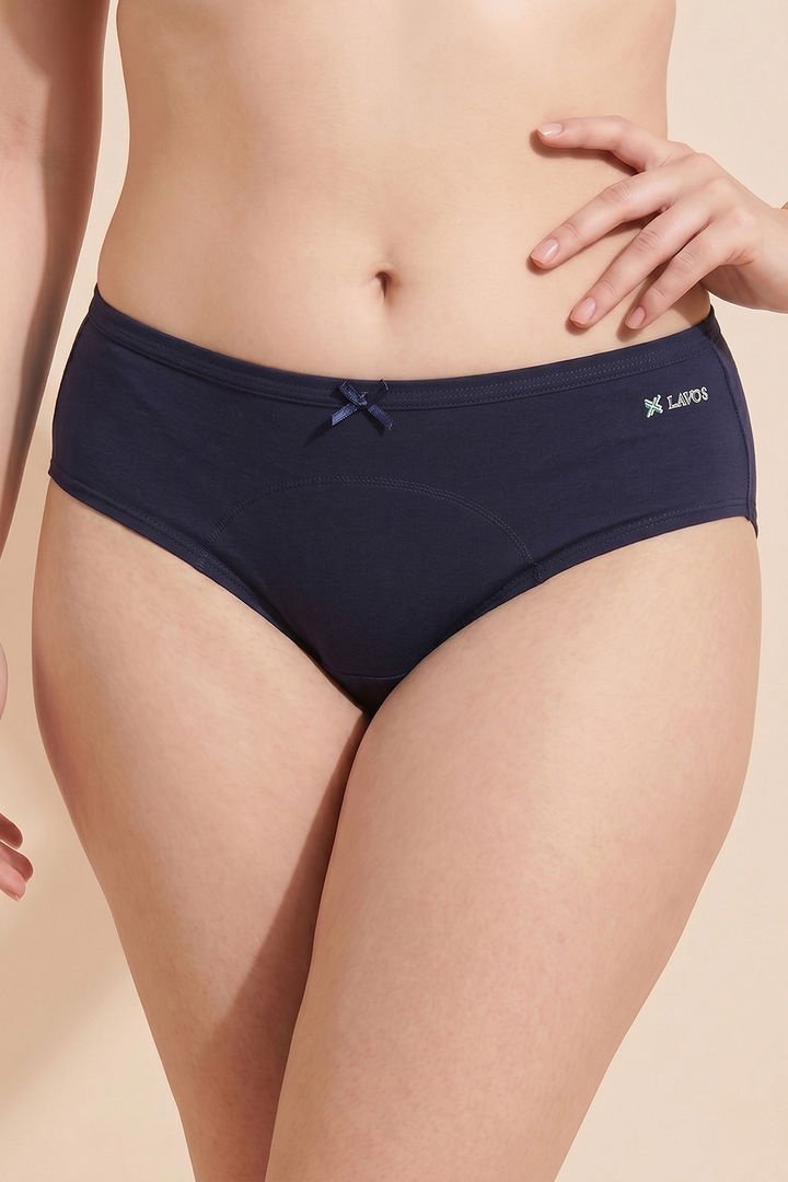 Lavos Medium Rise Full Coverage Hipster Period Panty (Pack of 2) - Black Navy — image 6